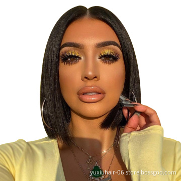 Bob Wigs Brazilian Cuticle Aligned Raw Virgin Hair Lace Frontal Wigs Human Hair  Front Lace Part 150% Density For Black Women